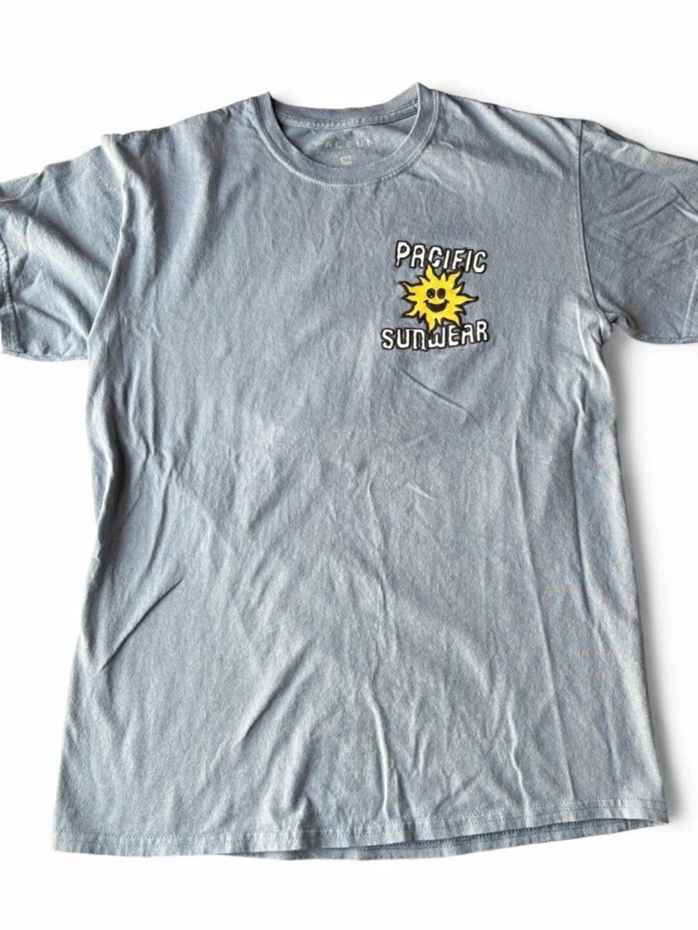 PacSun Light Blue Tee with Yellow Sun Graphic